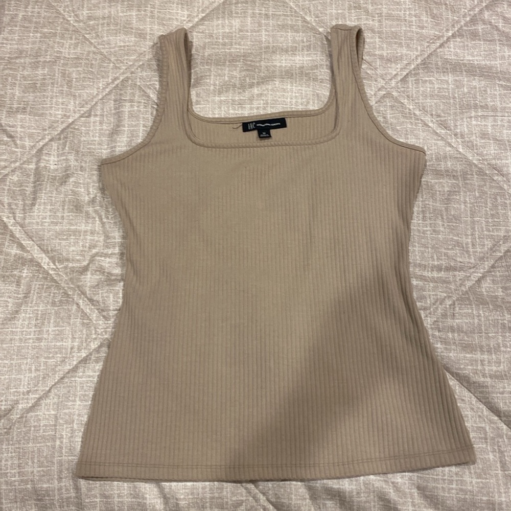 INC International Concepts Tan Ribbed Sleeveless Tank Top